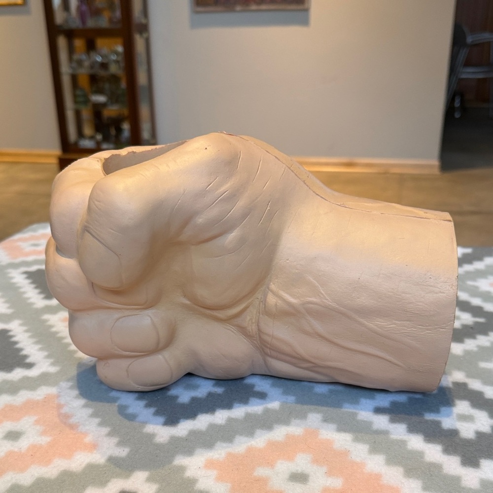 Giant novelty Beige foam fist beer can holder